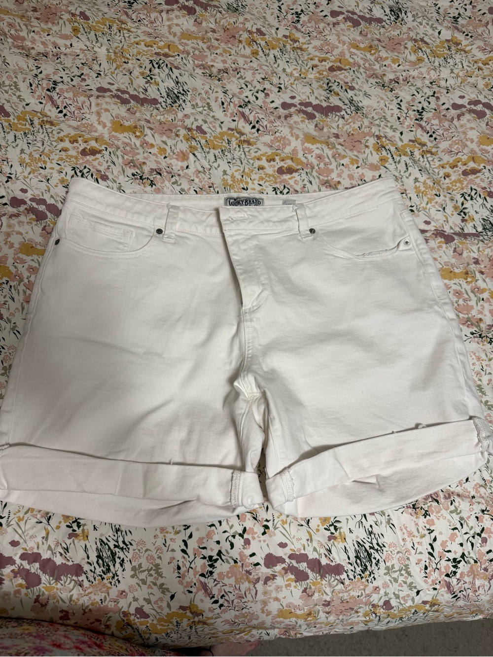 Lucky Brand White Rolled-Hem Denim Shorts